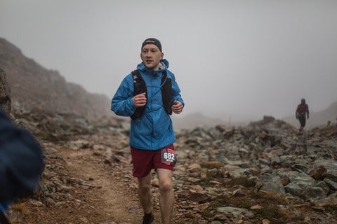 Mylon running along a rocky path