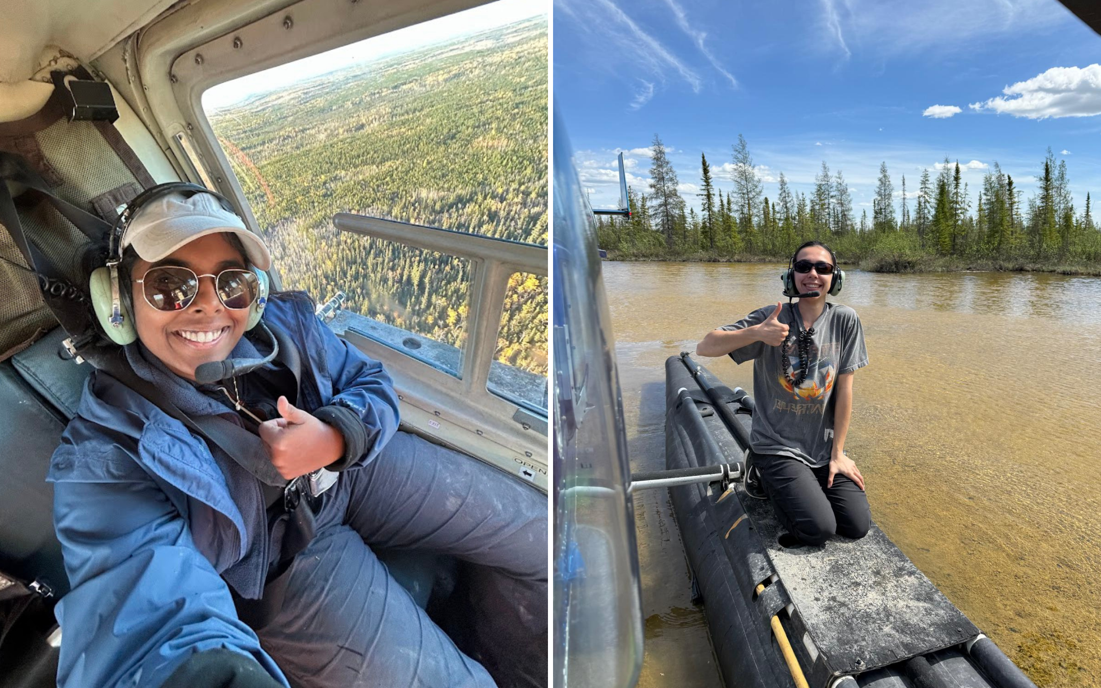 Emma Bacchiochi. They are completing their field work in the helicopter.