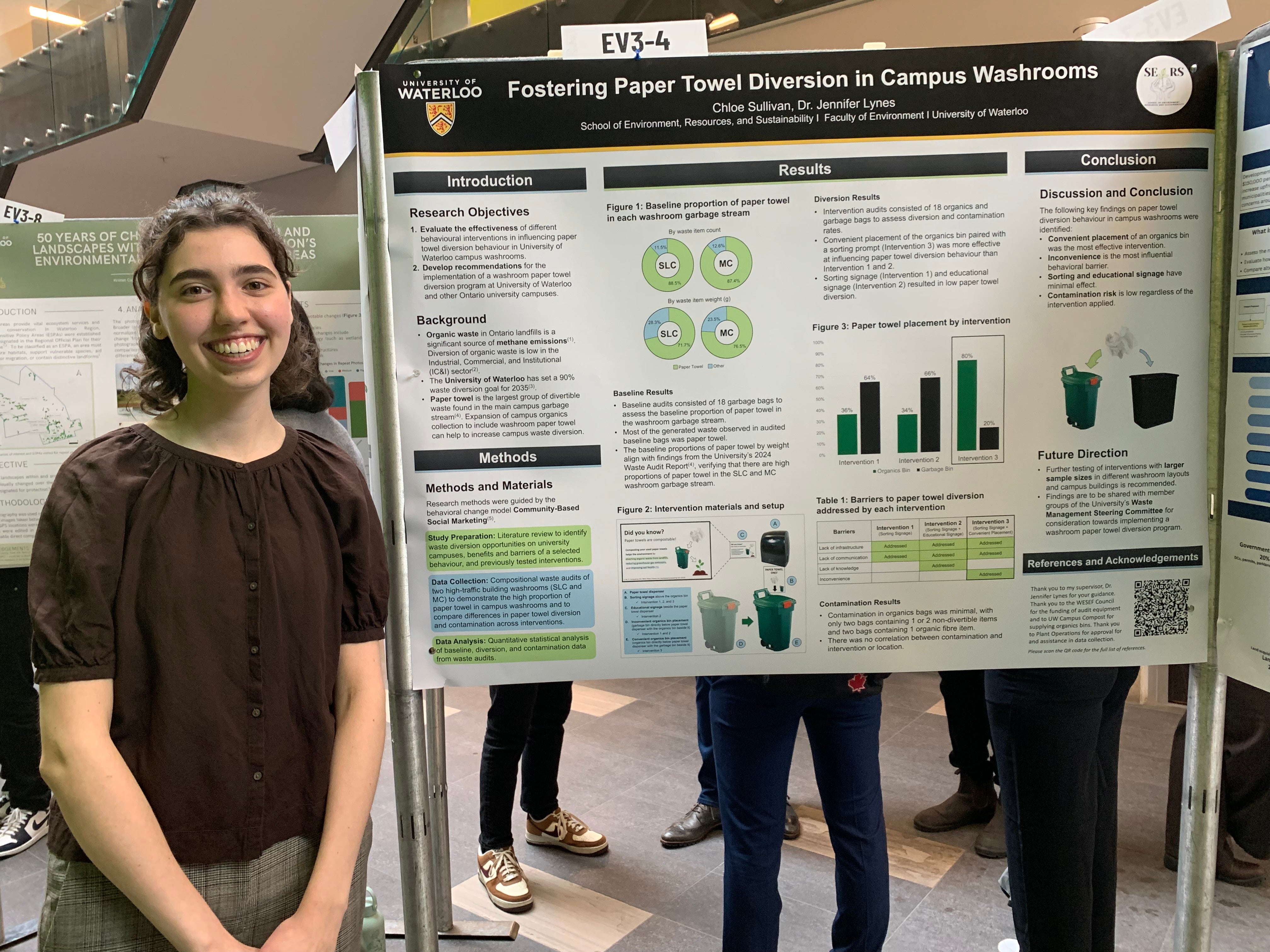Chloe Sullivan standing beside her Capstone Symposium poster presentation