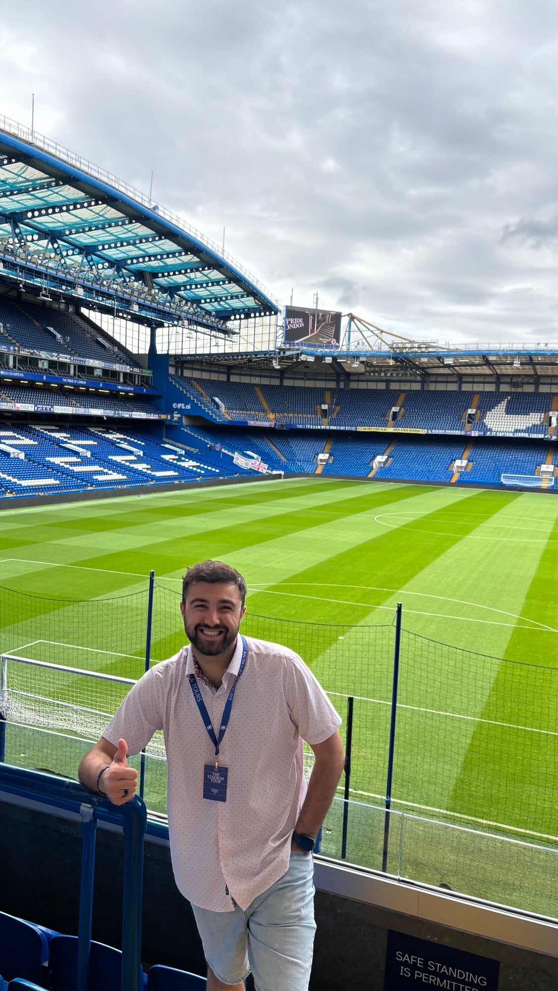 Ethan Rad standing in front of the field at London Stadium
