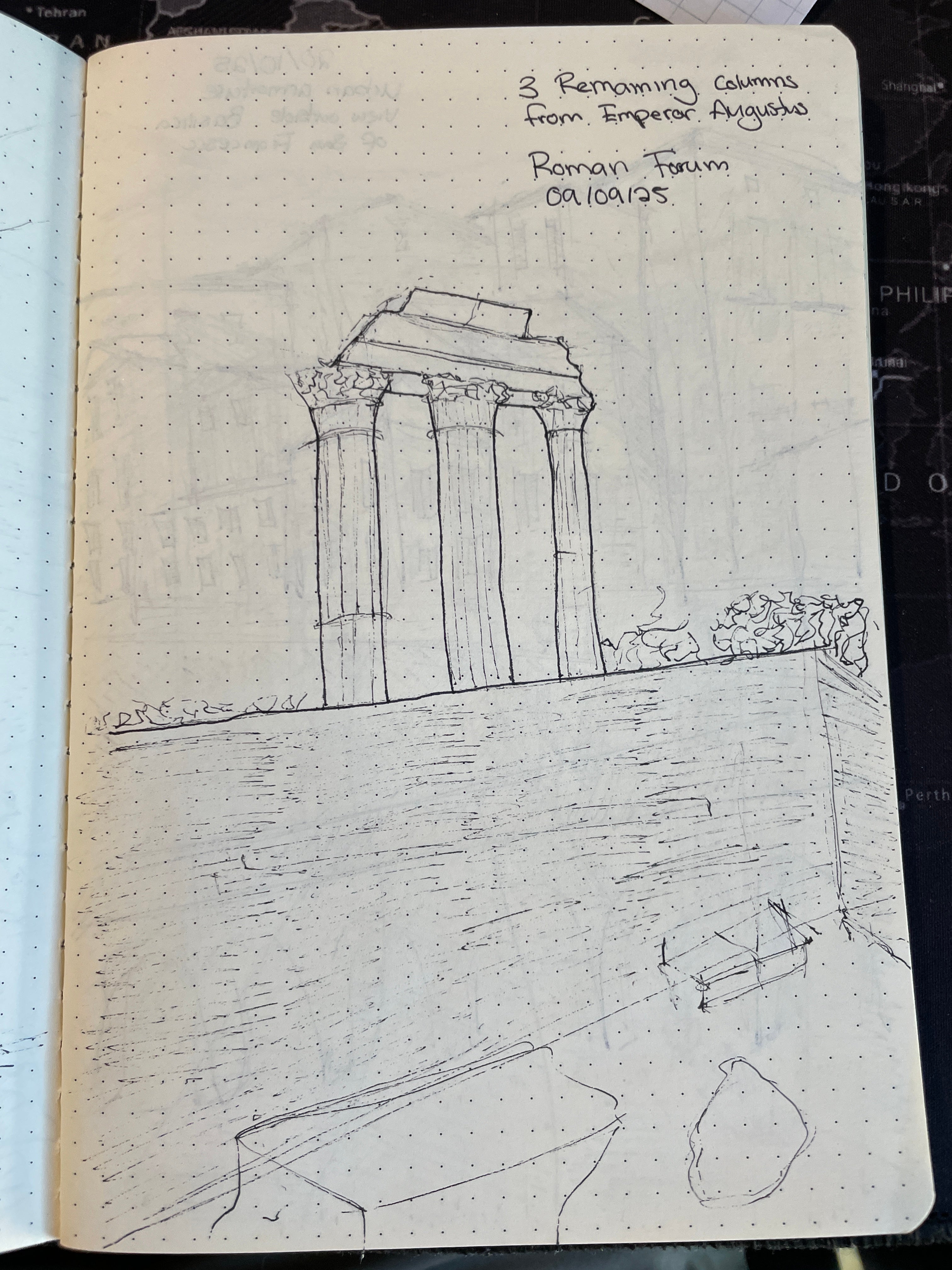 Dakota Bacchus's sketch of Roman columns
