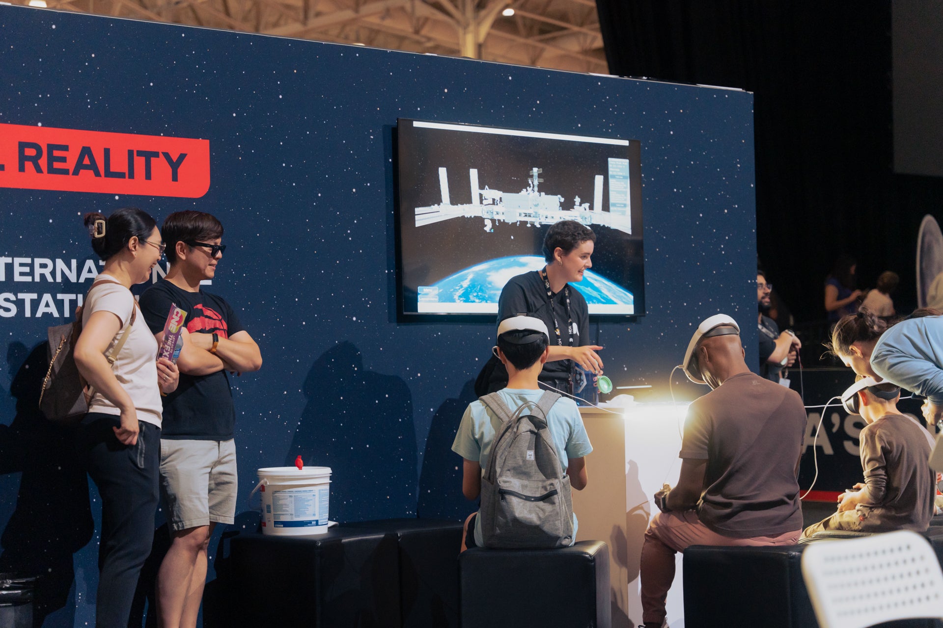 Pittman guides visitors through a virtual reality tour of the International Space Station