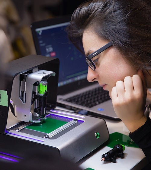 The printer creating a circuit board