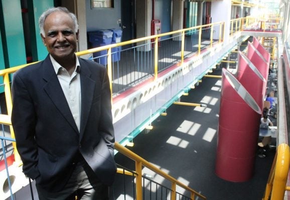 Selvakumar standing in on DC stairs on second floor
