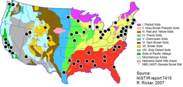 map of soil sites in the US