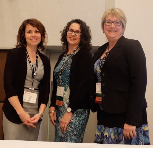 Professor Natalie Carrier, Professor Heather Keller, and Professor Christina Lengyel (left to right) at the 2016 Dietitians of Canada National Conference.