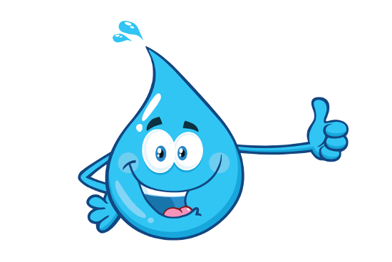 Hydration project logo. Water drop with thumbs up