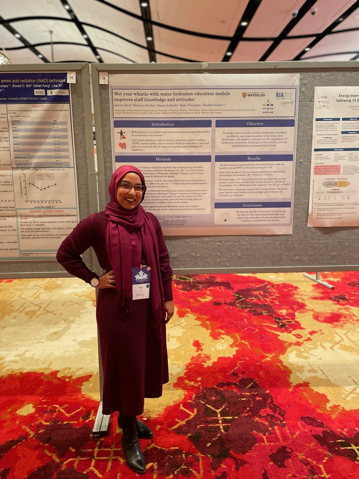 Safura Syed presenting her poster Wet your Whistle with Water at Canadian Nutrition Society 2022 Annual Conference