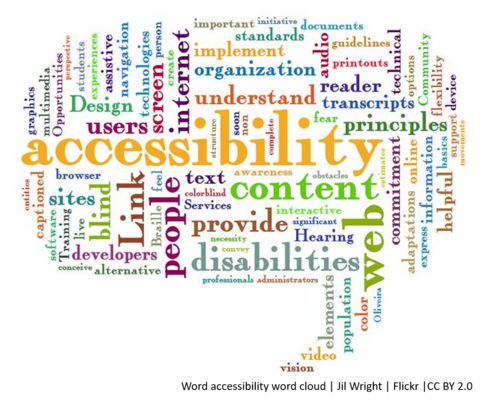 a cloud of words related to the topic of accessibility