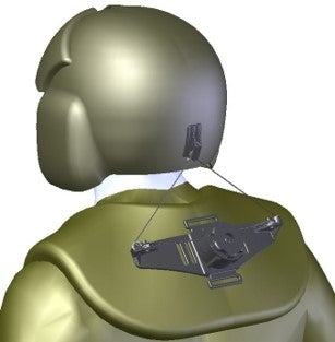 One of two prototype solutions to reduce neck pain associated with the use of night vision goggles.