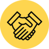 Handshake icon on a yellow circle