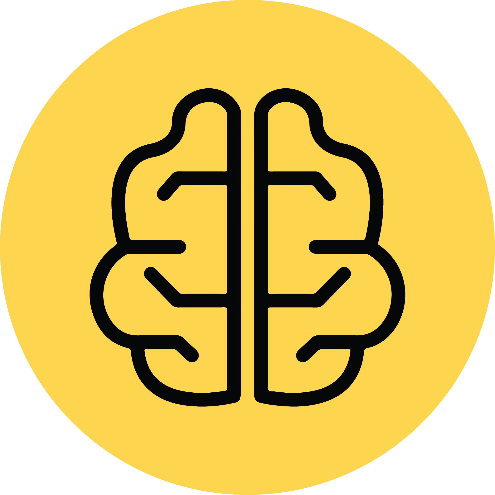 Brain icon on a yellow circle