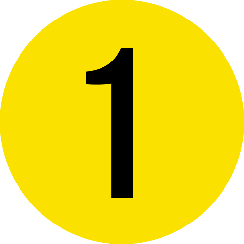 Number 1 overlayed on yellow circle