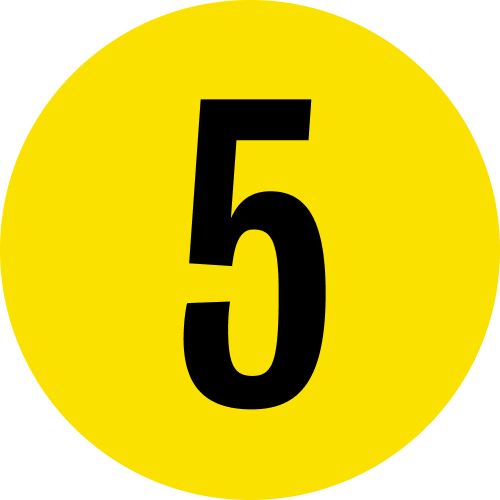 Number 5 overlayed on yellow circle