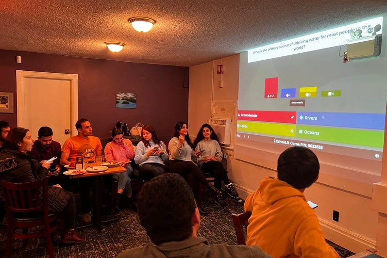 group of students playing kahoot