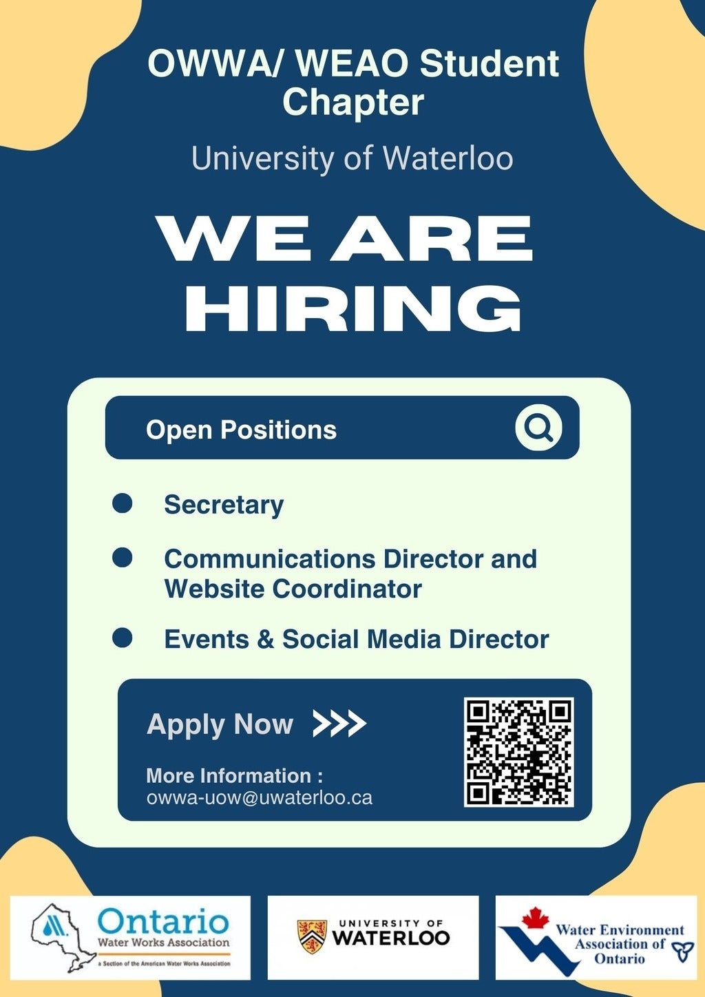 Poster with information regarding the new hiring process, it has bar code for students to scan and complete the sign up form