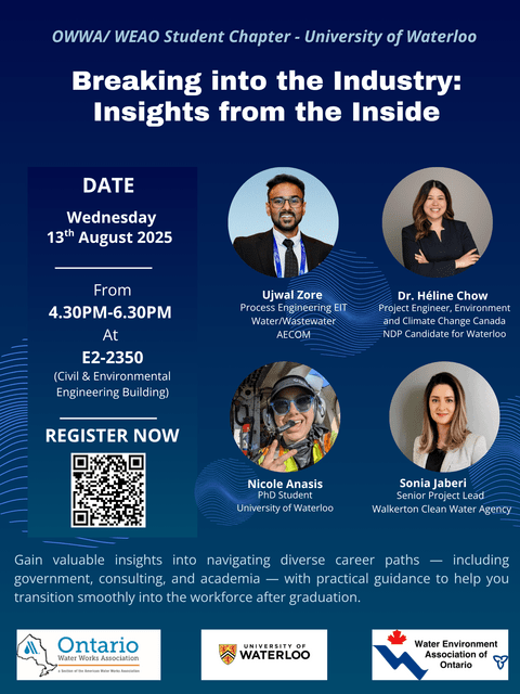 Poster with information about the career centered panel event and information related to 4 panelists including images 