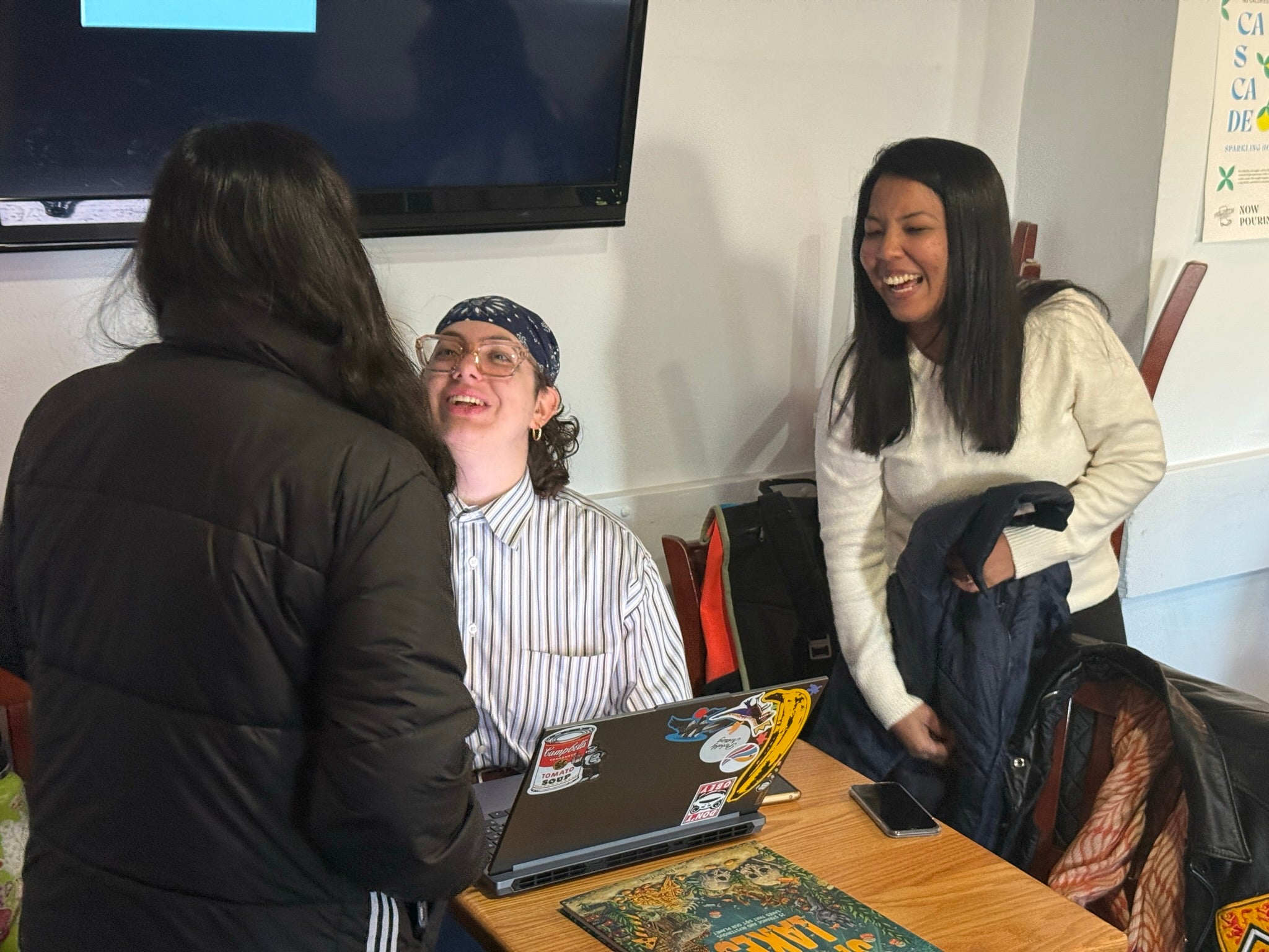 Organizers setting up the trivia event