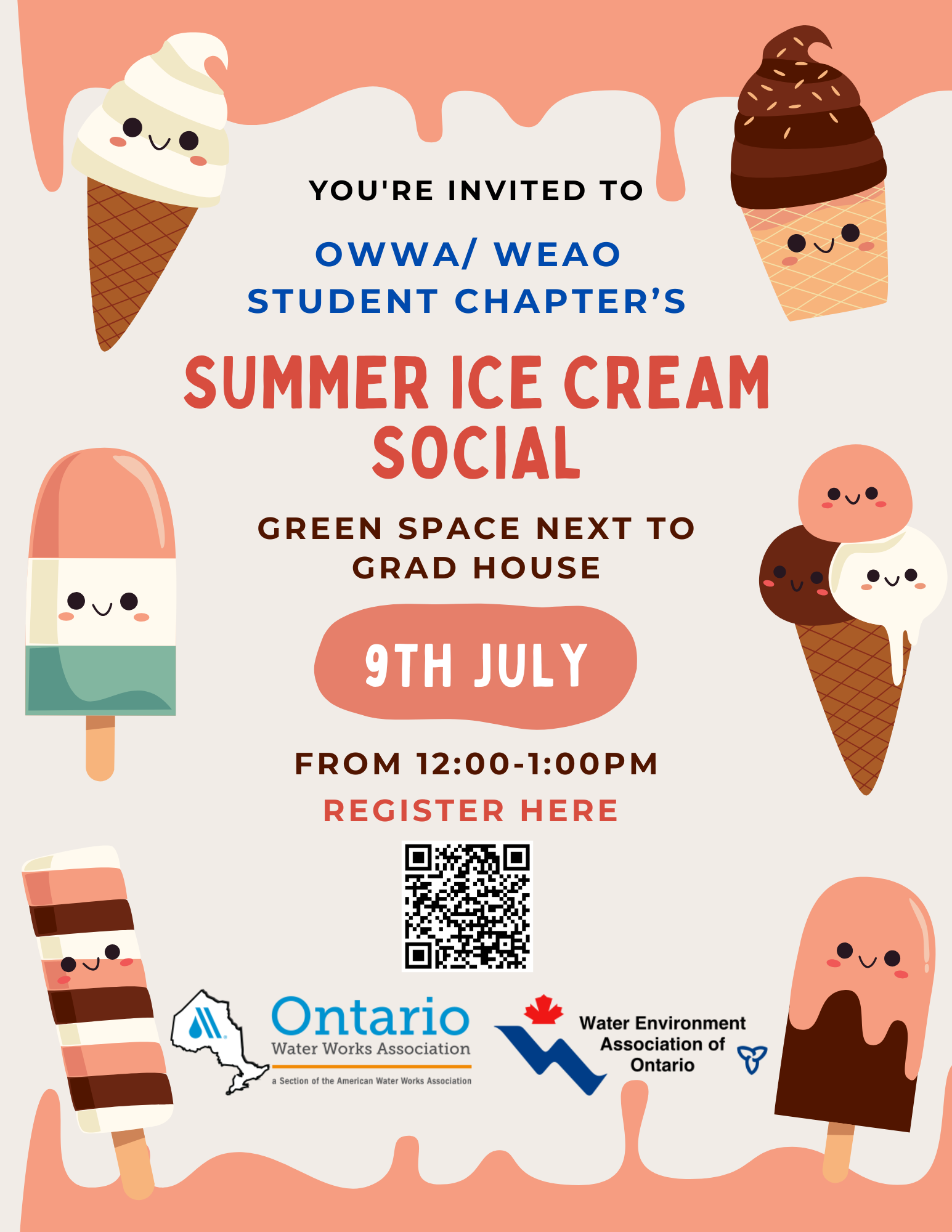 Poster with little ice cream cones and details of the event