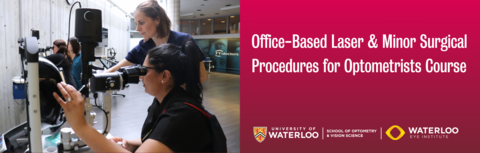 course banner with optometrist teaching how to use laser 
