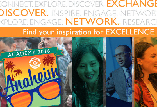 Banner for the Anaheim 2016 conference of the American Academy of Optometry