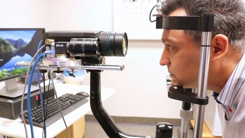 Ehsan Zare Bidaki looks into dry eye screening camera