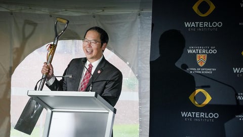 Stan Woo speaks at groundbreaking.