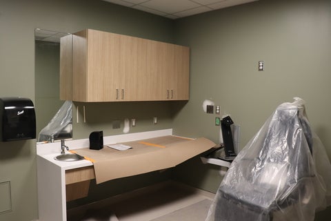 eye clinic exam room under construction