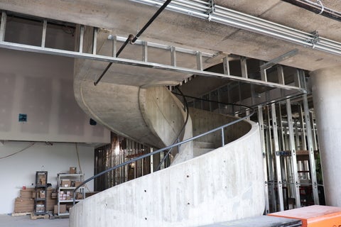 concrete spiral stair case in construction zone