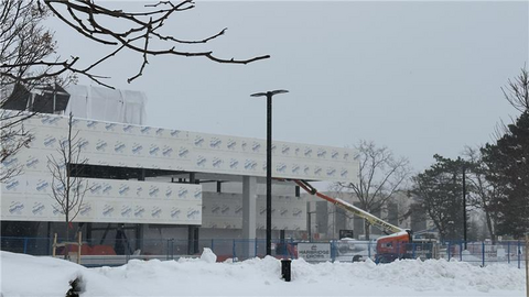 Waterloo Eye Institute construction site during winter