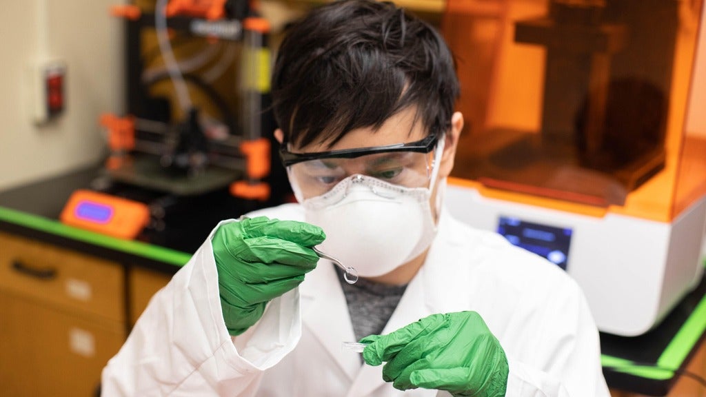 Student works in a lab setting