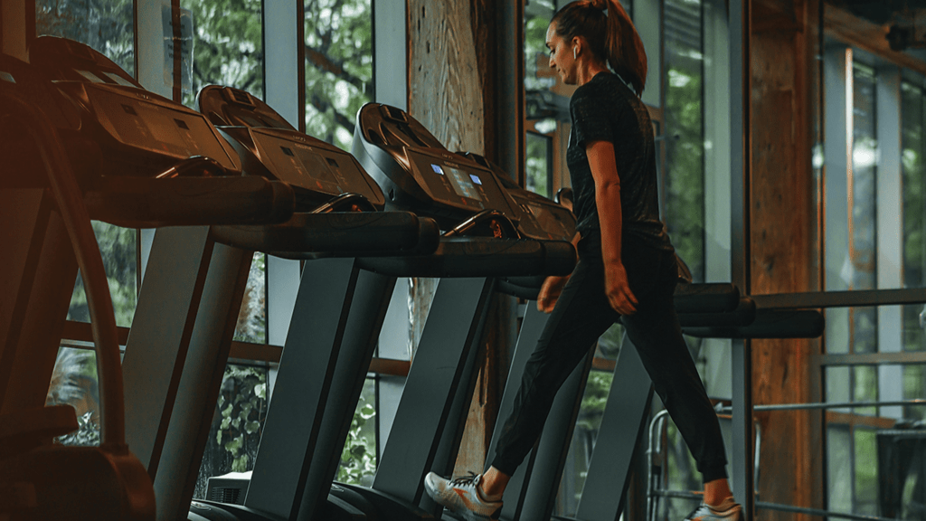 Person walks on a treadmill
