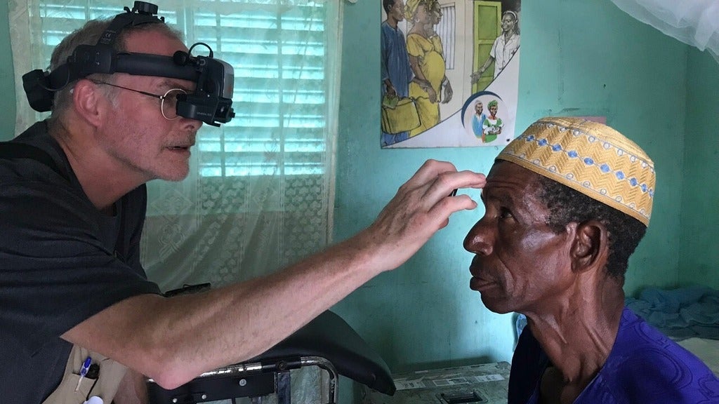 Dr. Neil Patterson conducts an eye exam