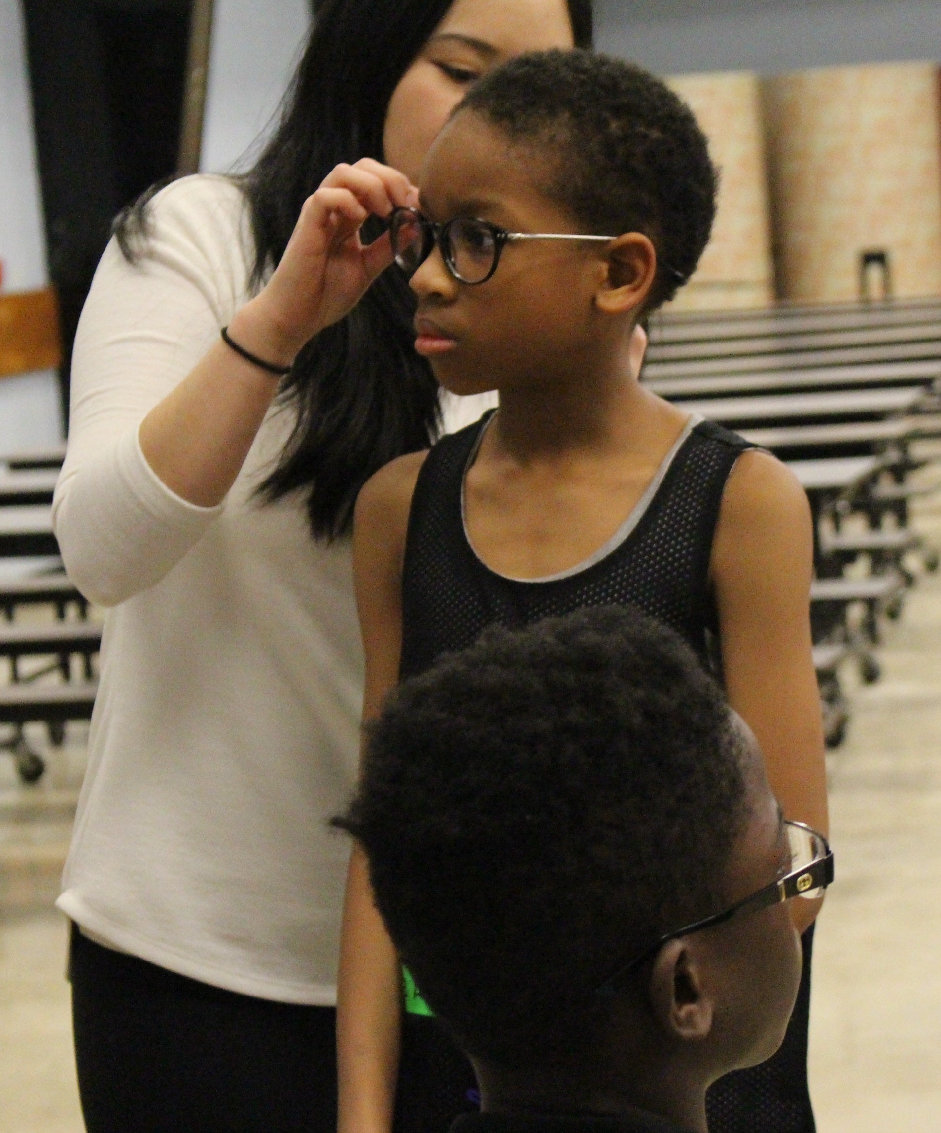 Child is fitted with glasses