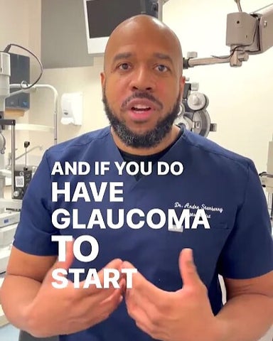 Screenshot of Andre Stanberry with the quote "And if you do have glaucoma to start"