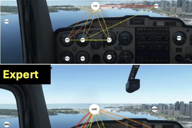 Eye gaze chart during flight