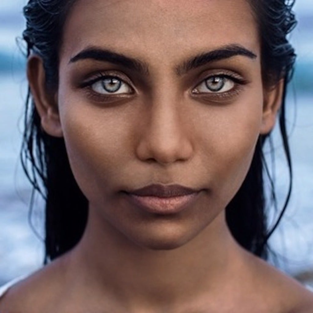 Girl with bright blue eyes