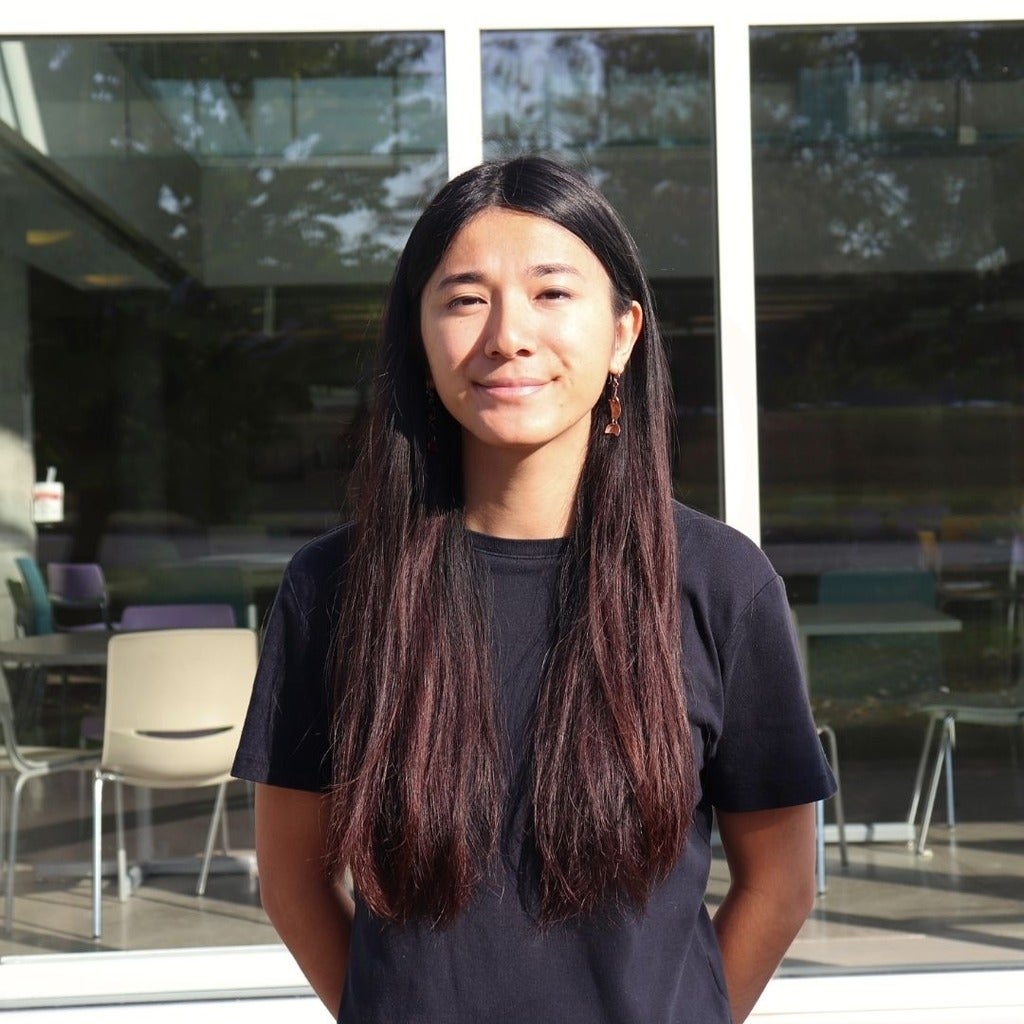Jordyn Matthews standing outside the Student Commons