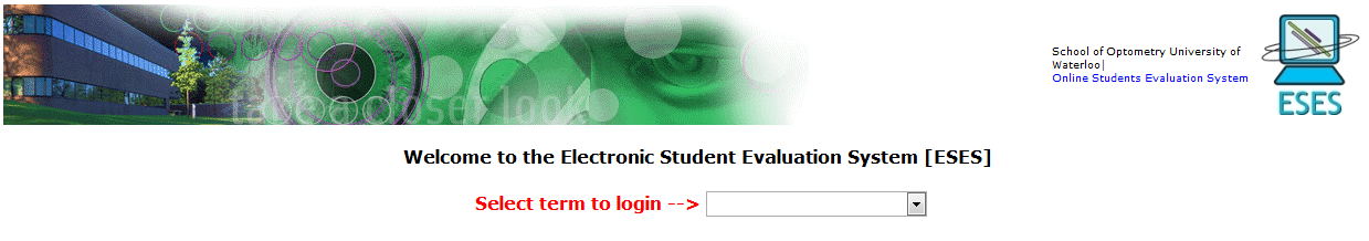 Student evaluation landing page screen shot