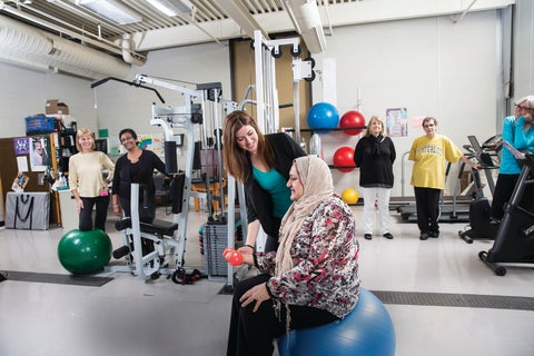 Group of women in a fitness centre.