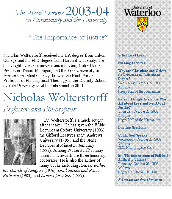 Nicholas Wolterstorff handbill