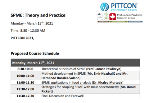 SPME Course Schedule at PITTCON 2021