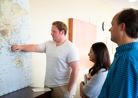 students looking at a map