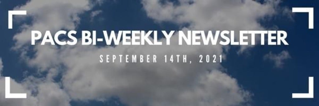 PACS Bi-weekly Newsletter, Setpember 14th, 2022 over blue sky