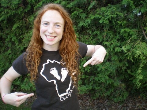 Hilary Sadowsky with One4Another t-shirt. 