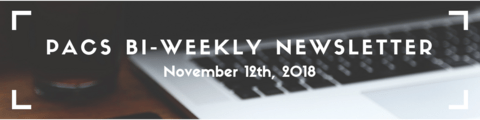 PACS Newsletter banner: picture of a laptop keyboard with the words "PACS Bi-Weekly Newsletter: November 12th" written overtop.