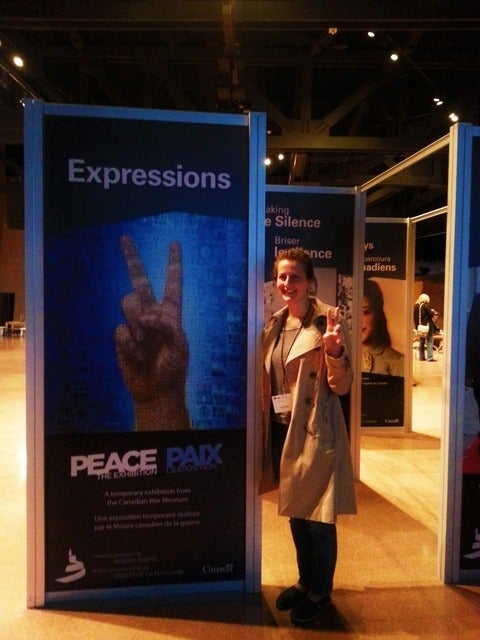 Jessica at the peace exhibition