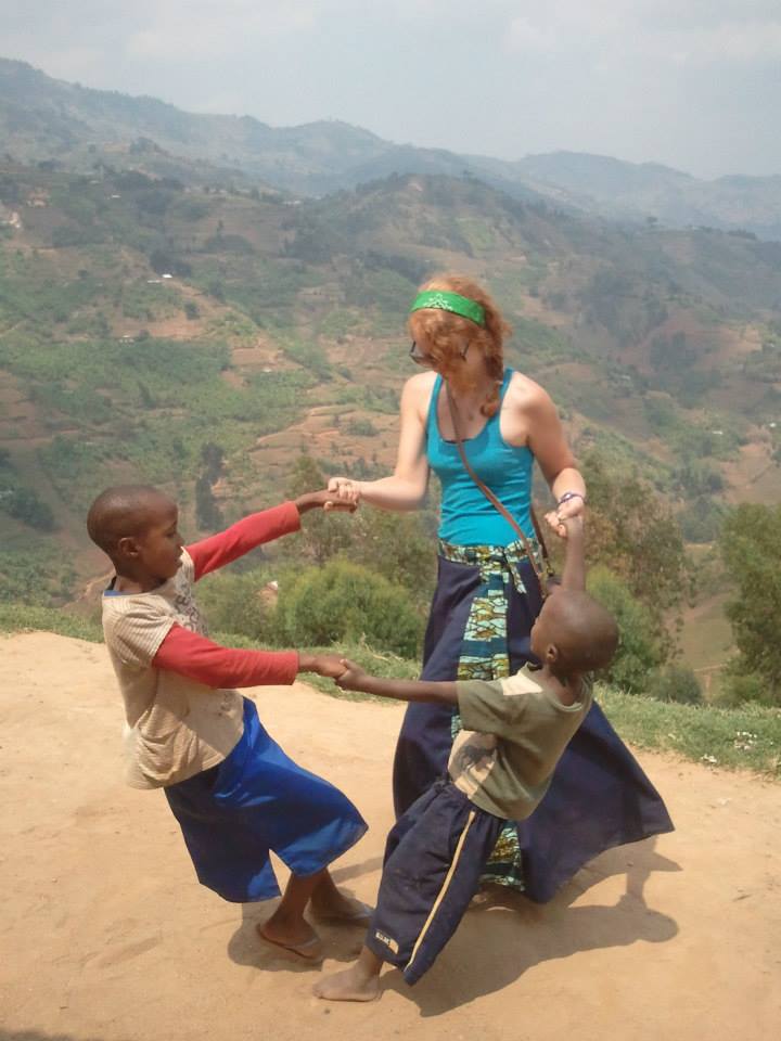 Katrina spinning with kids