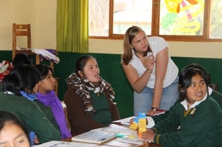 Emily teaching kids in Peru