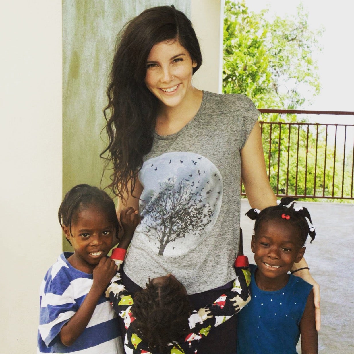 Maria with her students in Haiti